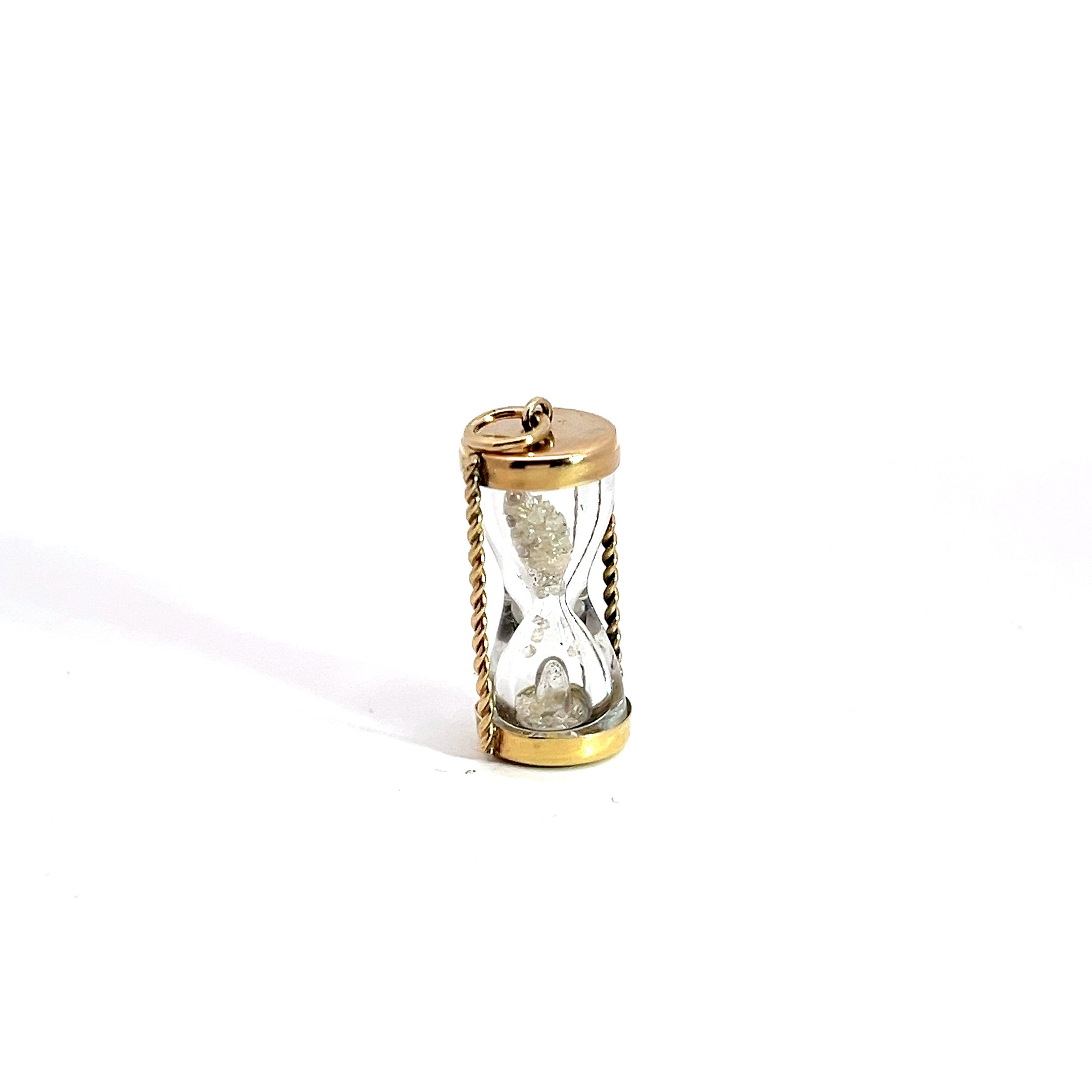 14k Yellow Gold .50ct G SI1 Round Diamond Vintage Hour Glass 1" inch 3.2 gram