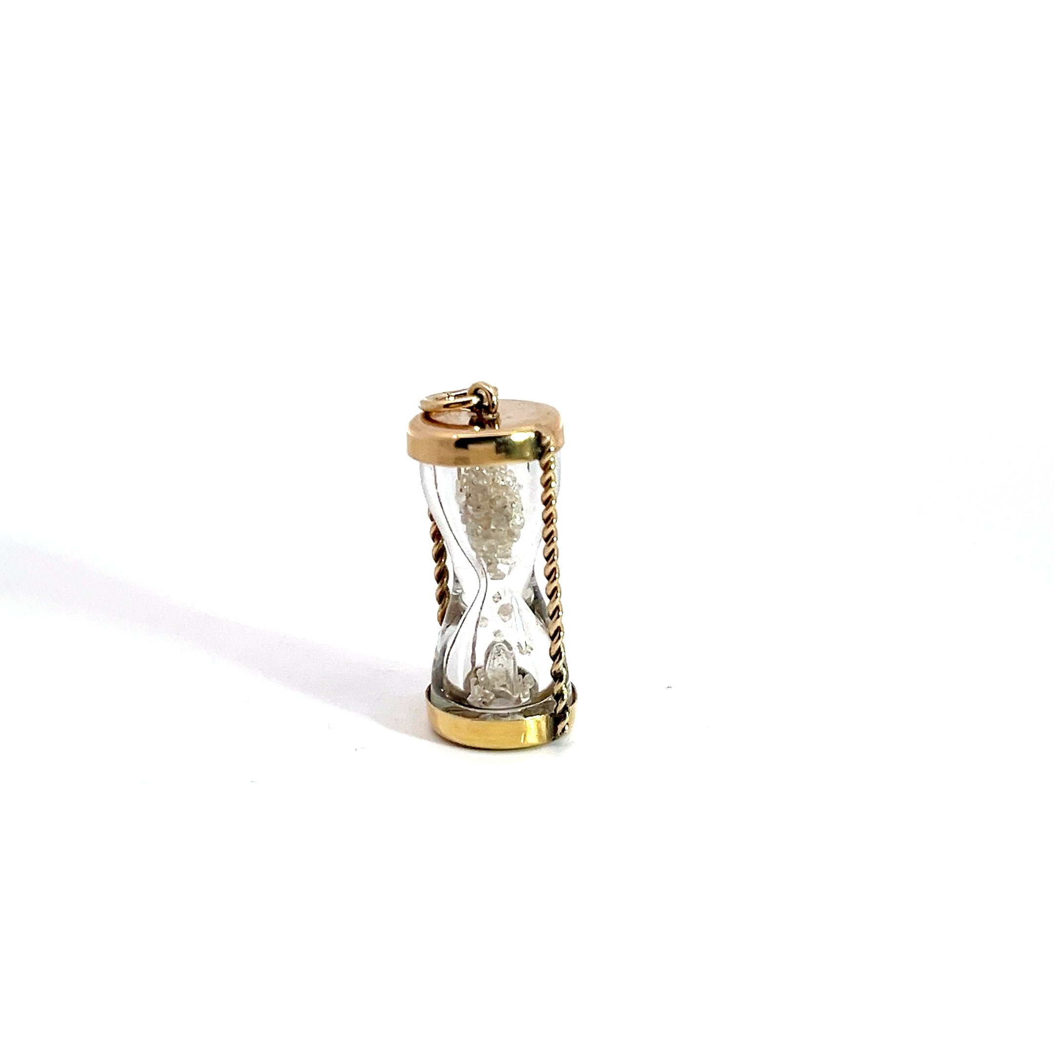 14k Yellow Gold .50ct G SI1 Round Diamond Vintage Hour Glass 1" inch 3.2 gram