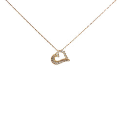 14k Yellow Gold .65ct F VS2 Round and Baguette Diamond Heart Necklace