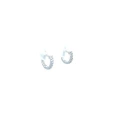 14k White Gold .13ct G SI1 Round Diamond Ex-Small Hoop Earrings