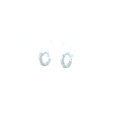 14k White Gold .13ct G SI1 Round Diamond Ex-Small Hoop Earrings