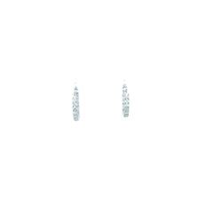 14k White Gold .13ct G SI1 Round Diamond Ex-Small Hoop Earrings