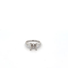 Platinum .45ct E VS1 Tapered Baguette Diamond (3) Stone Mounting Engagement Ring
