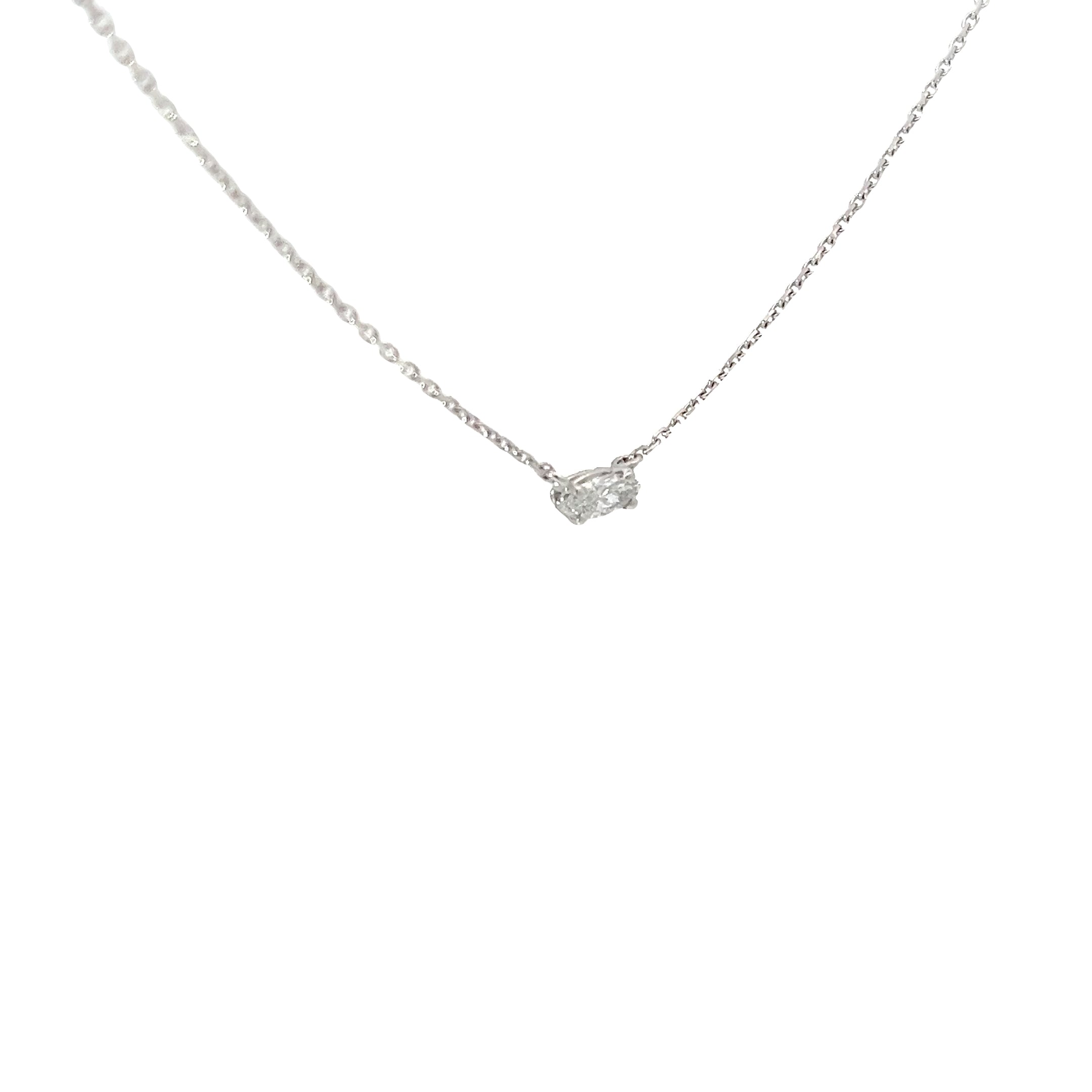 14k White Gold .20ct G VS2 Marquise Diamond Solitaire Pendant