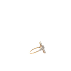 18k Two Tone .25ct Round Old Mine Cut Diamond Deco Vintage Ring