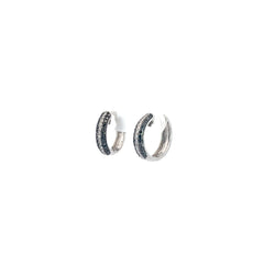 14k White Gold .50ct Round Black and White Diamond Hoop Earrings