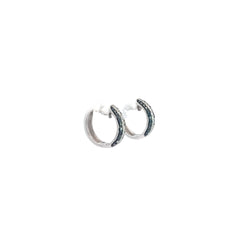 14k White Gold .50ct Round Black and White Diamond Hoop Earrings