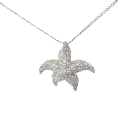 18k White Gold 2.15ct E VS2 Round Diamond Starfish Pin / Pendant 1" 1/4 x 1" 1/4