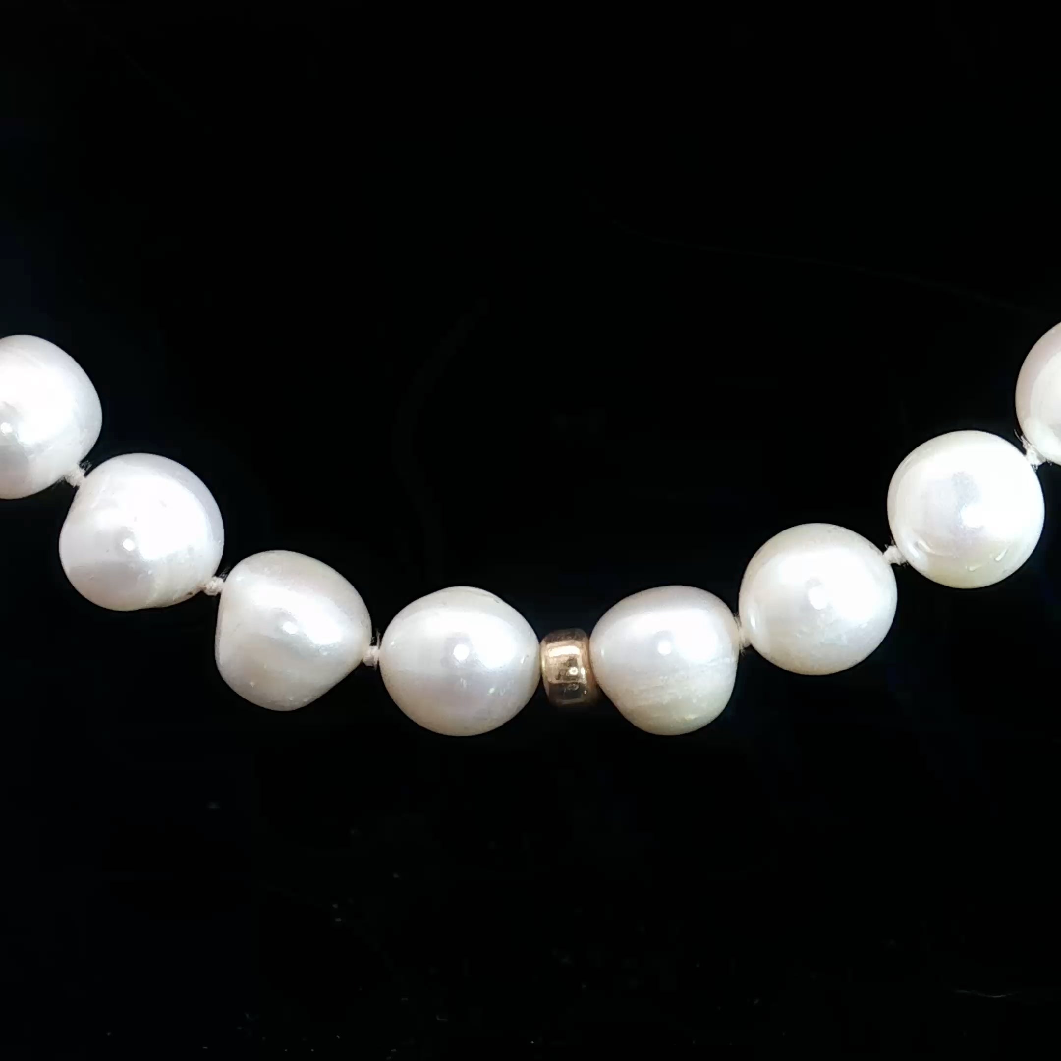 14k Yellow Gold Fresh Water Cultured Pearl/ Gold Bead Necklace 9mm 18"inch