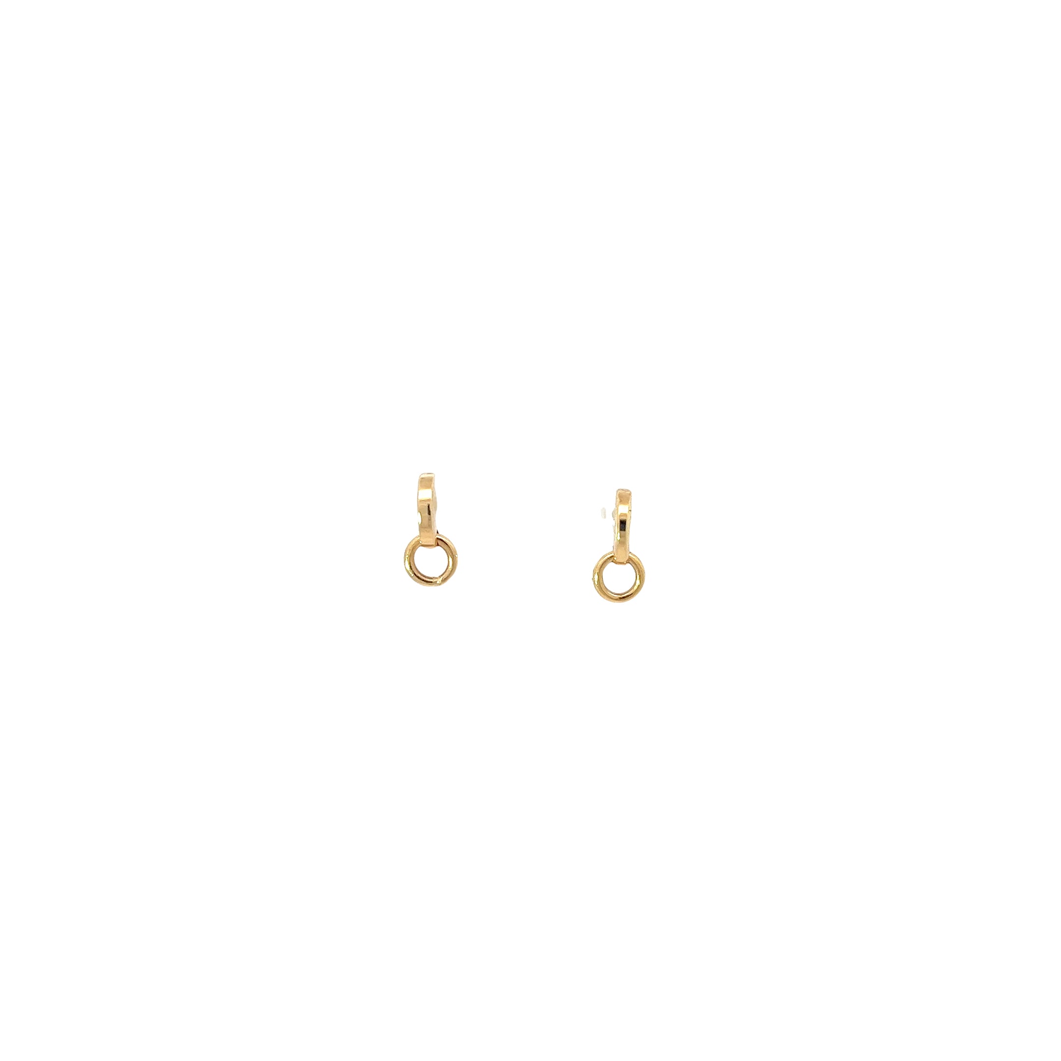 14k Yellow Gold 3D Half Disk /Loop Stud Baby Earrings