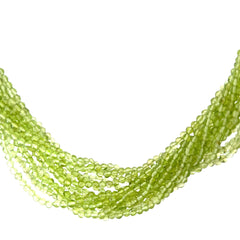 18k Yellow Gold (14) Strand Peridot Bead Necklace 3.75mm