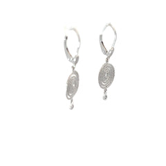 14k White Gold .05ct G SI1 Round Diamond Braided Swirled Dangle Earrings