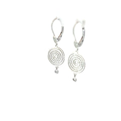 14k White Gold .05ct G SI1 Round Diamond Braided Swirled Dangle Earrings