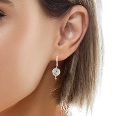 14k White Gold .05ct G SI1 Round Diamond Braided Swirled Dangle Earrings