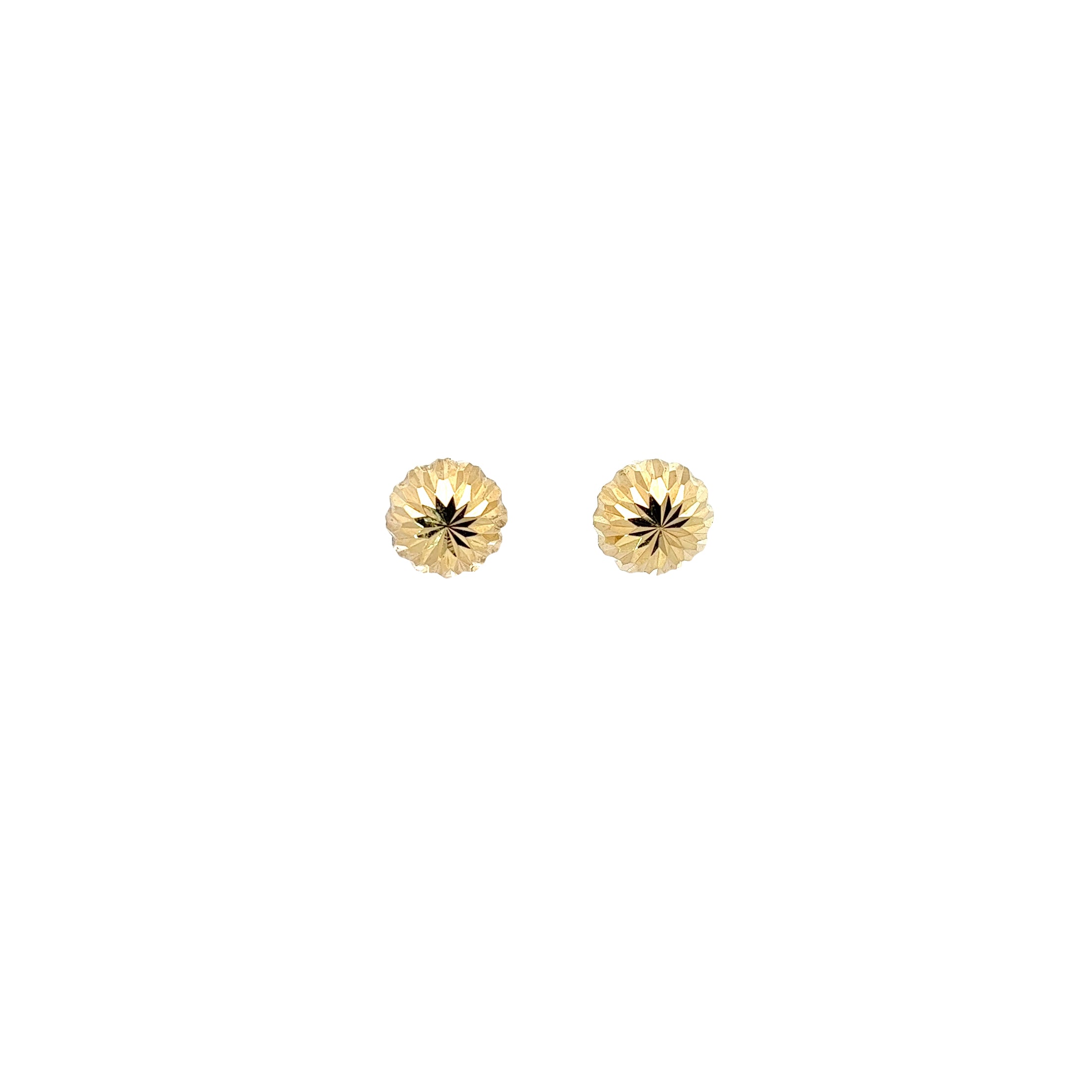 18K YELLOW GOLD DIAMOND CUT DOMED 10MM ROUNG 1/2 BALL EARRING 1.00 gram