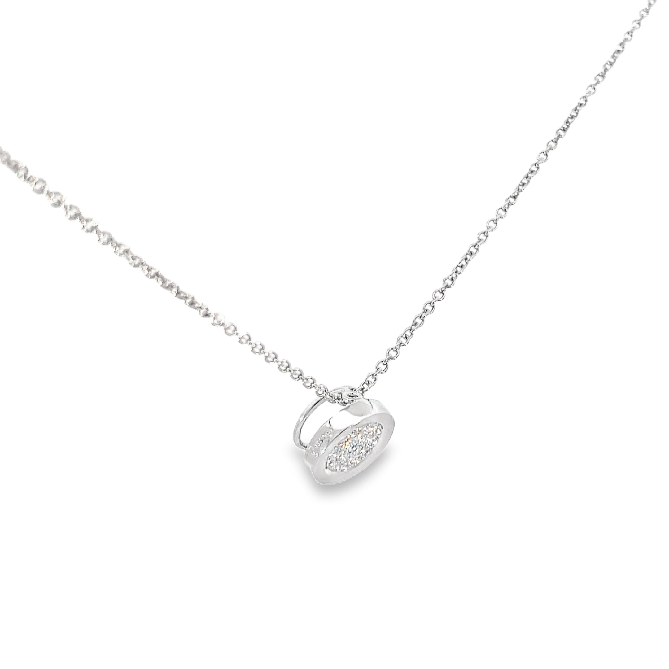 18k White Gold .25ct F VS2 Round Diamond Pave Solitaire Pendant