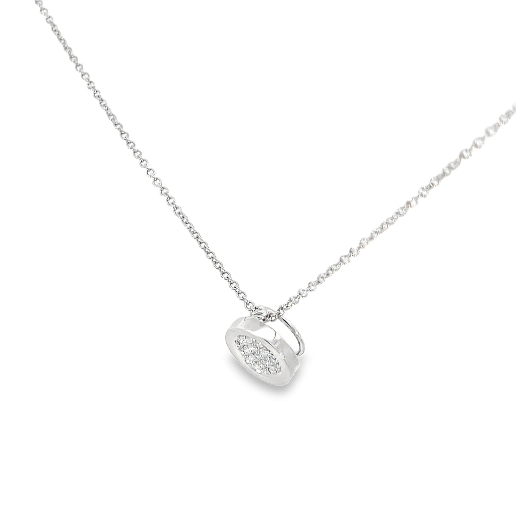 18k White Gold .25ct F VS2 Round Diamond Pave Solitaire Pendant