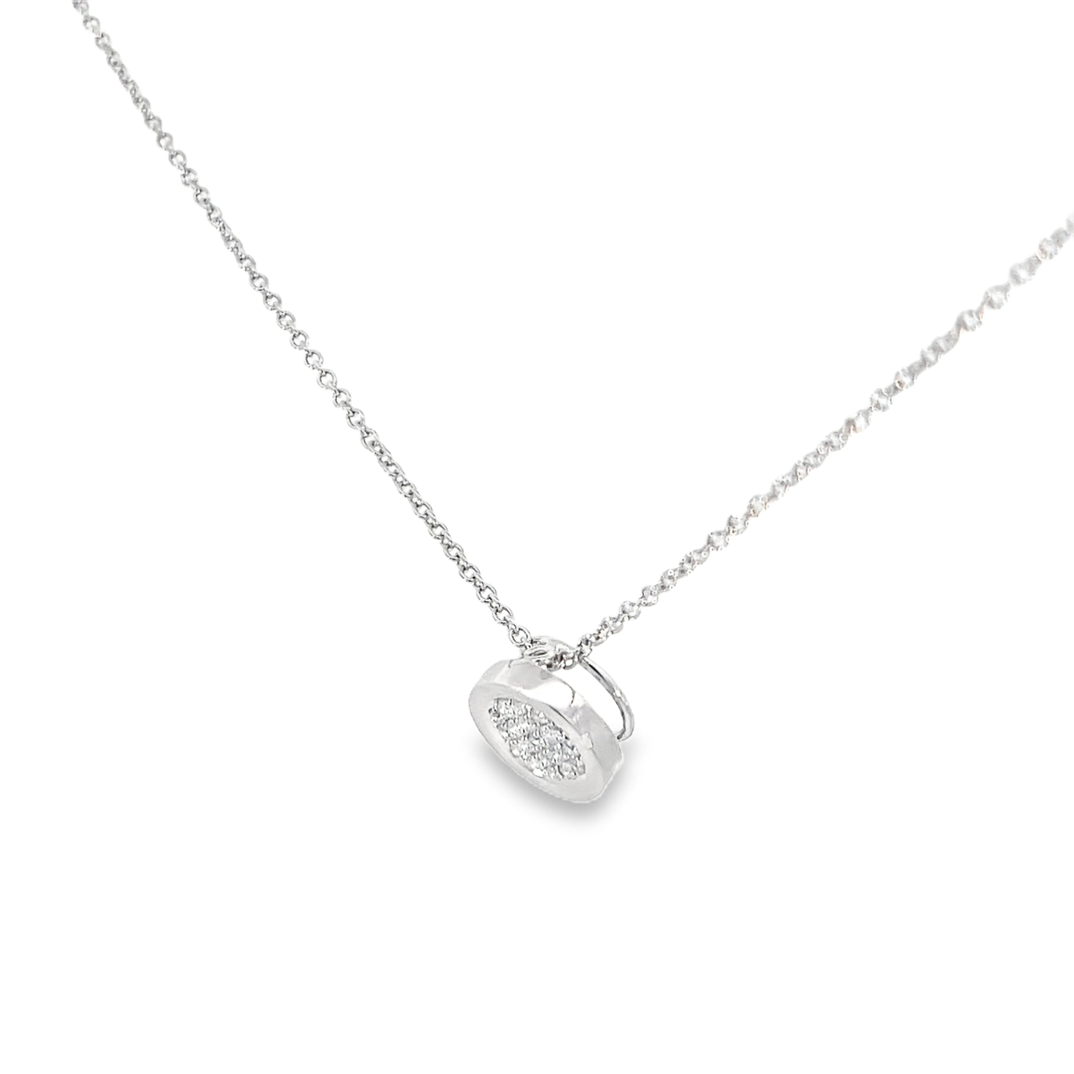 18k White Gold .25ct F VS2 Round Diamond Pave Solitaire Pendant