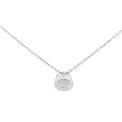 18k White Gold .25ct F VS2 Round Diamond Pave Solitaire Pendant