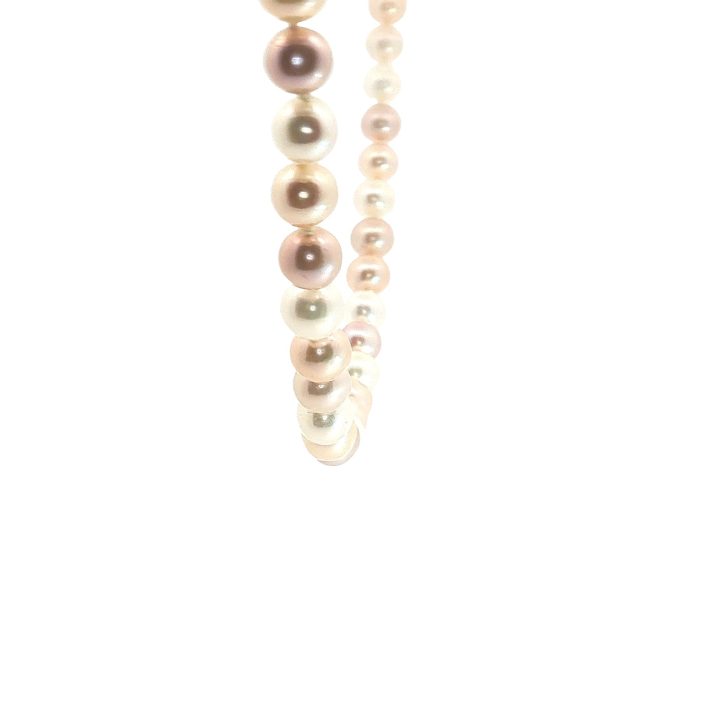 14k Yellow Gold Multi Shade Saltwater Cultured Pearl Necklace 6mm 16"inch