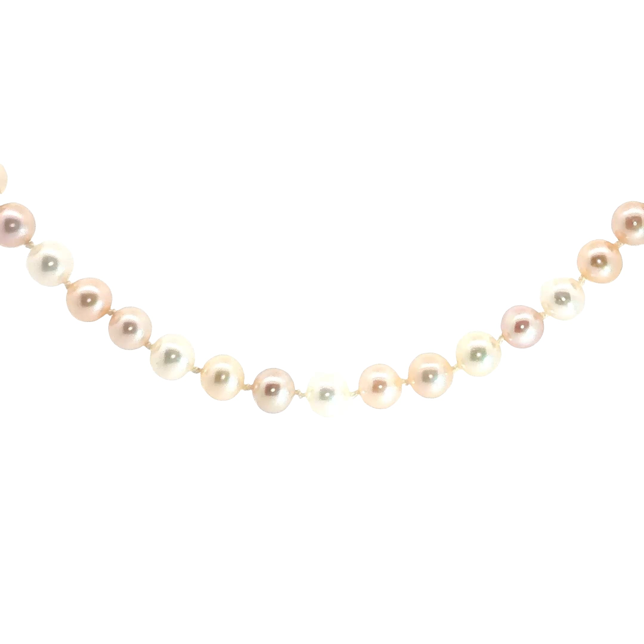 14k Yellow Gold Multi Shade Saltwater Cultured Pearl Necklace 6mm 16"inch