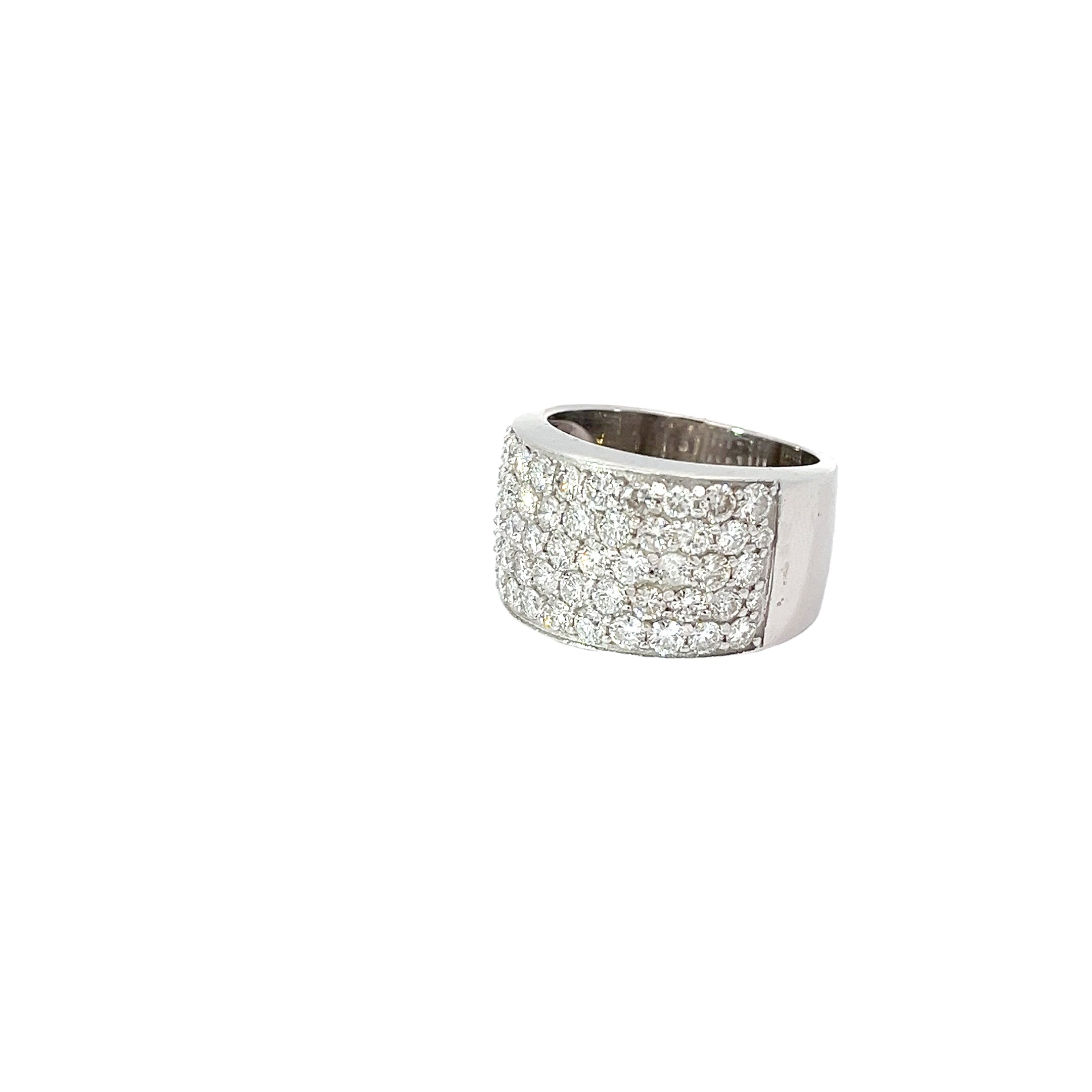 14K WHITE GOLD 3.15CT F VS2 ROUND DIAMOND 5 ROW RING 13.2MM 12 GRAM