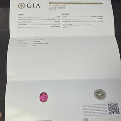 18k White Gold 4.16ct Oval Purplish Pink Sapphire and 1.62ct F VS2 Round Ring Certified By GIA # 1172502900