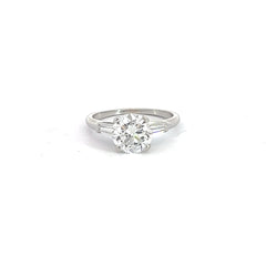 Platinum 1.86ct E SI1 /.25ct E VS1 Tapered Baguette Engagement Certified BY GIA #1232445780