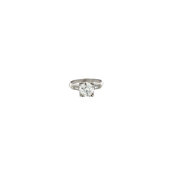 PLATINUM VINTAGE 1.58 CT KSI1 OLD MINE CUT AND .20CT BAGUETTE ENGAGEMENT RING