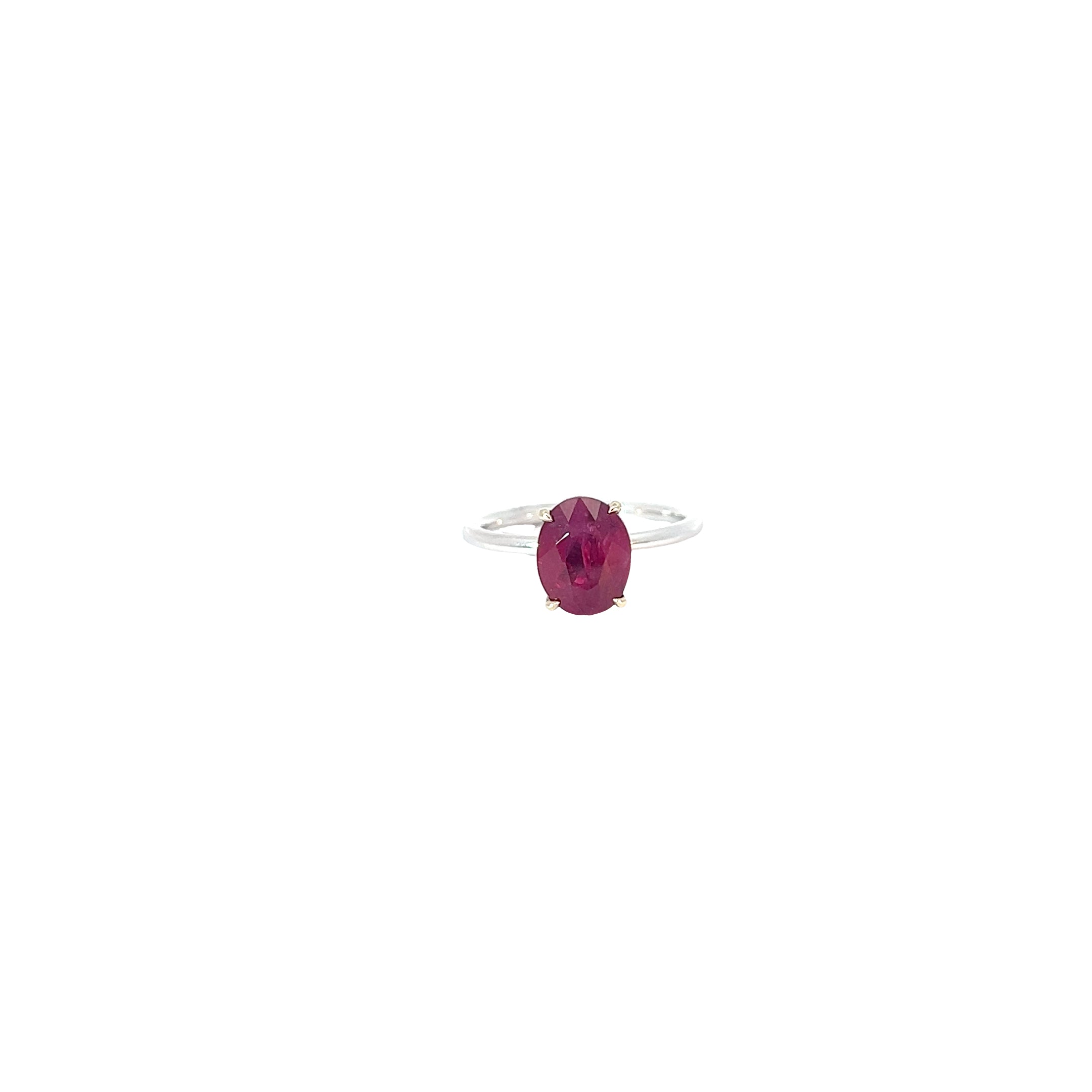 18k White Gold 2.65ct Burma Ruby / .10ct G VS2 Round Diamond Ring Certified By GIA #5202924638
