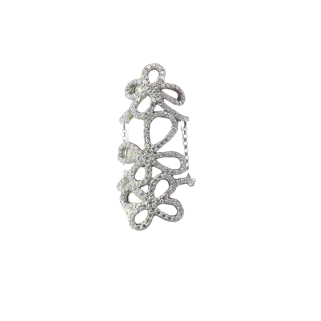 14k White Gold 1.50ct G VS2 Three Butterfly 1 Finger 2 Rings