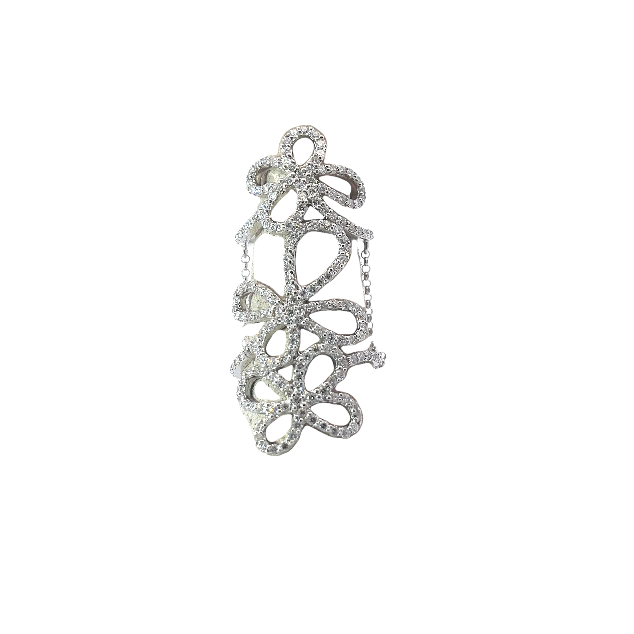 14k White Gold 1.50ct G VS2 Three Butterfly 1 Finger 2 Rings