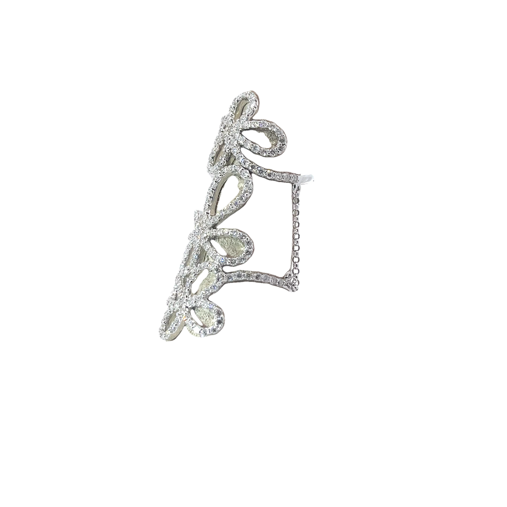 14k White Gold 1.50ct G VS2 Three Butterfly 1 Finger 2 Rings