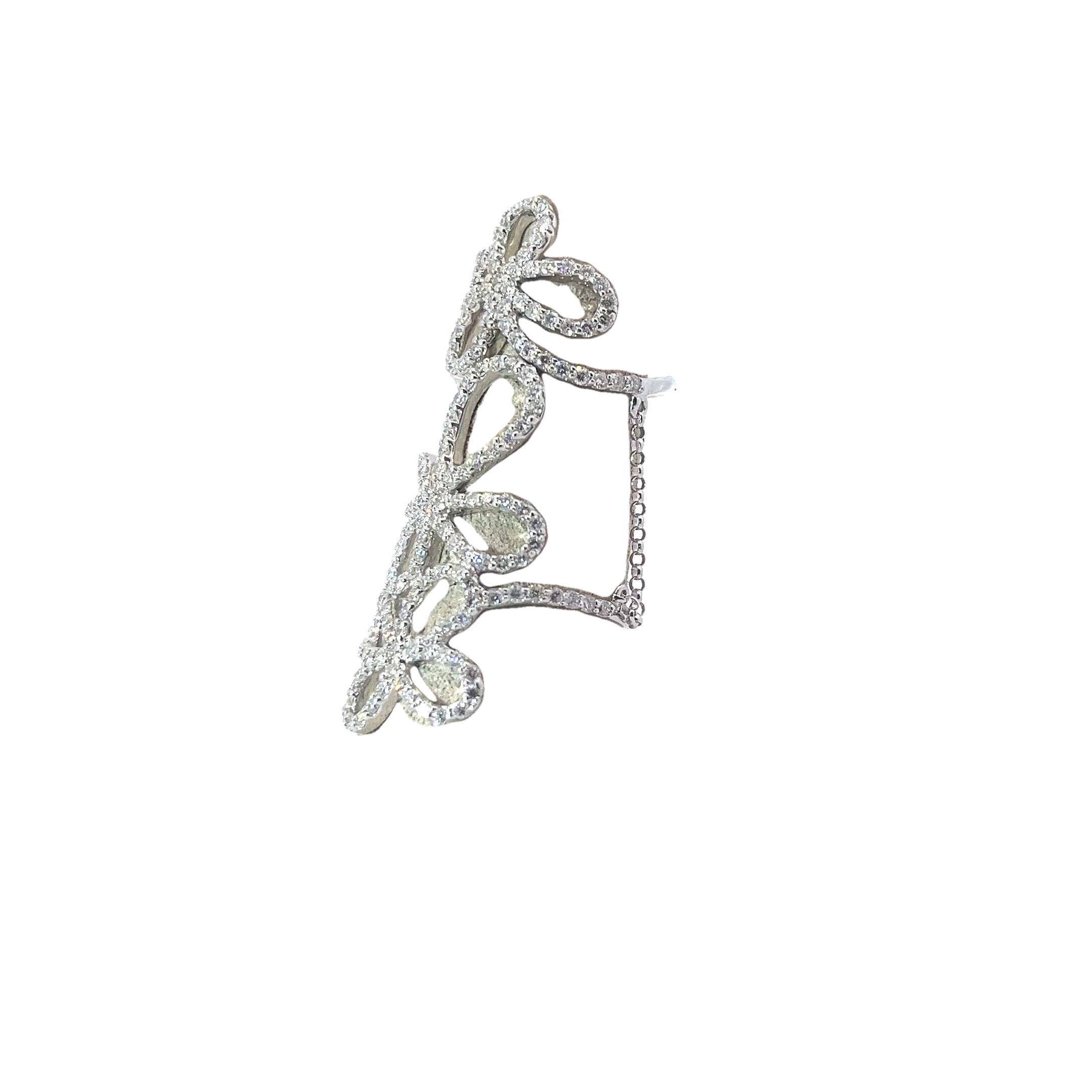 14k White Gold 1.50ct G VS2 Three Butterfly 1 Finger 2 Rings