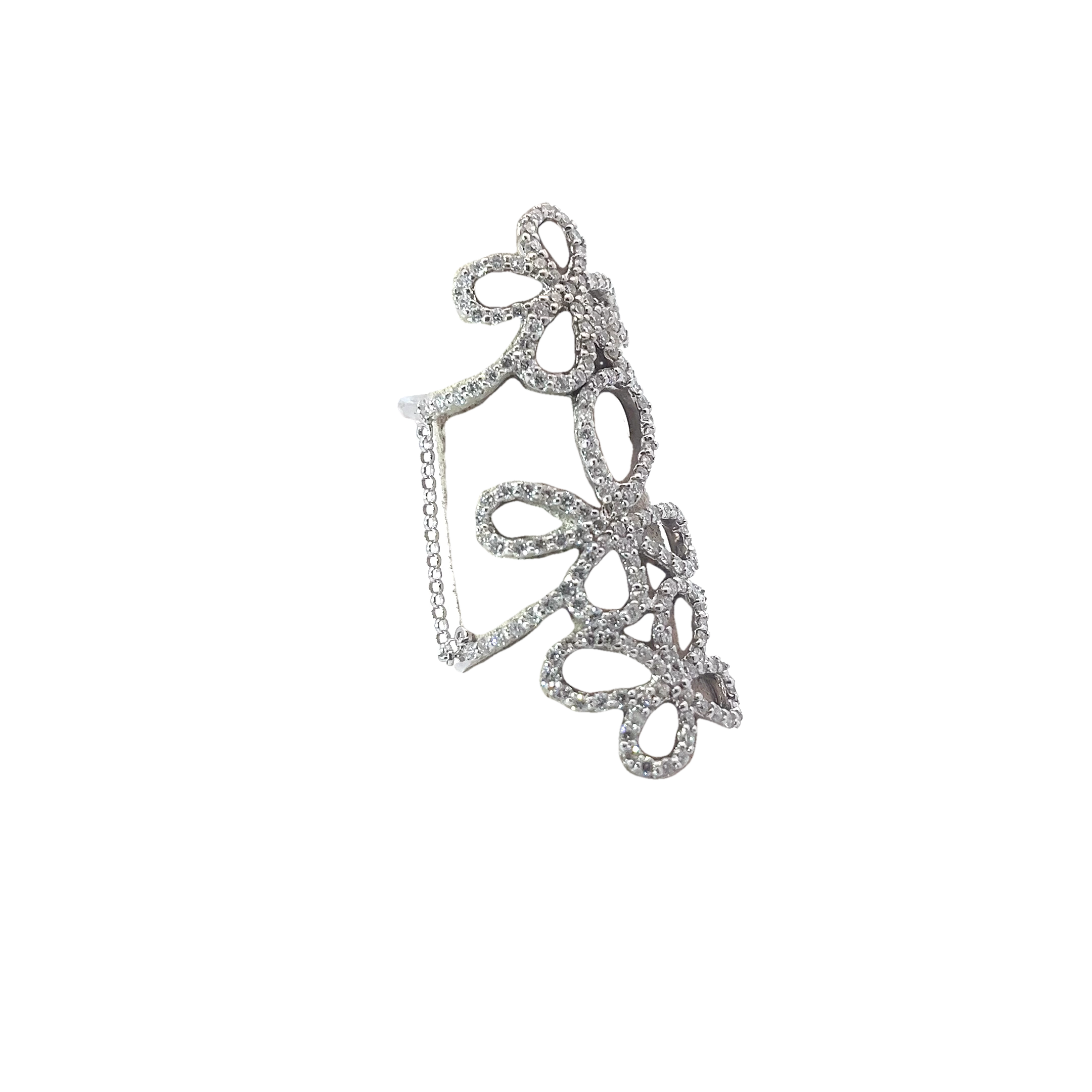 14k White Gold 1.50ct G VS2 Three Butterfly 1 Finger 2 Rings