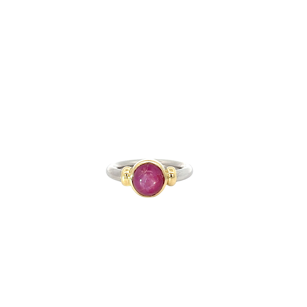 18k Yellow Gold and Platinum 2.30ct Star Ruby Ring