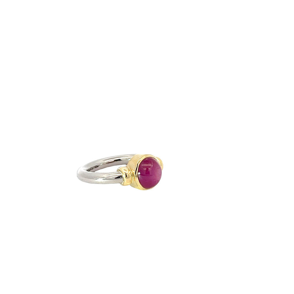 18k Yellow Gold and Platinum 2.30ct Star Ruby Ring