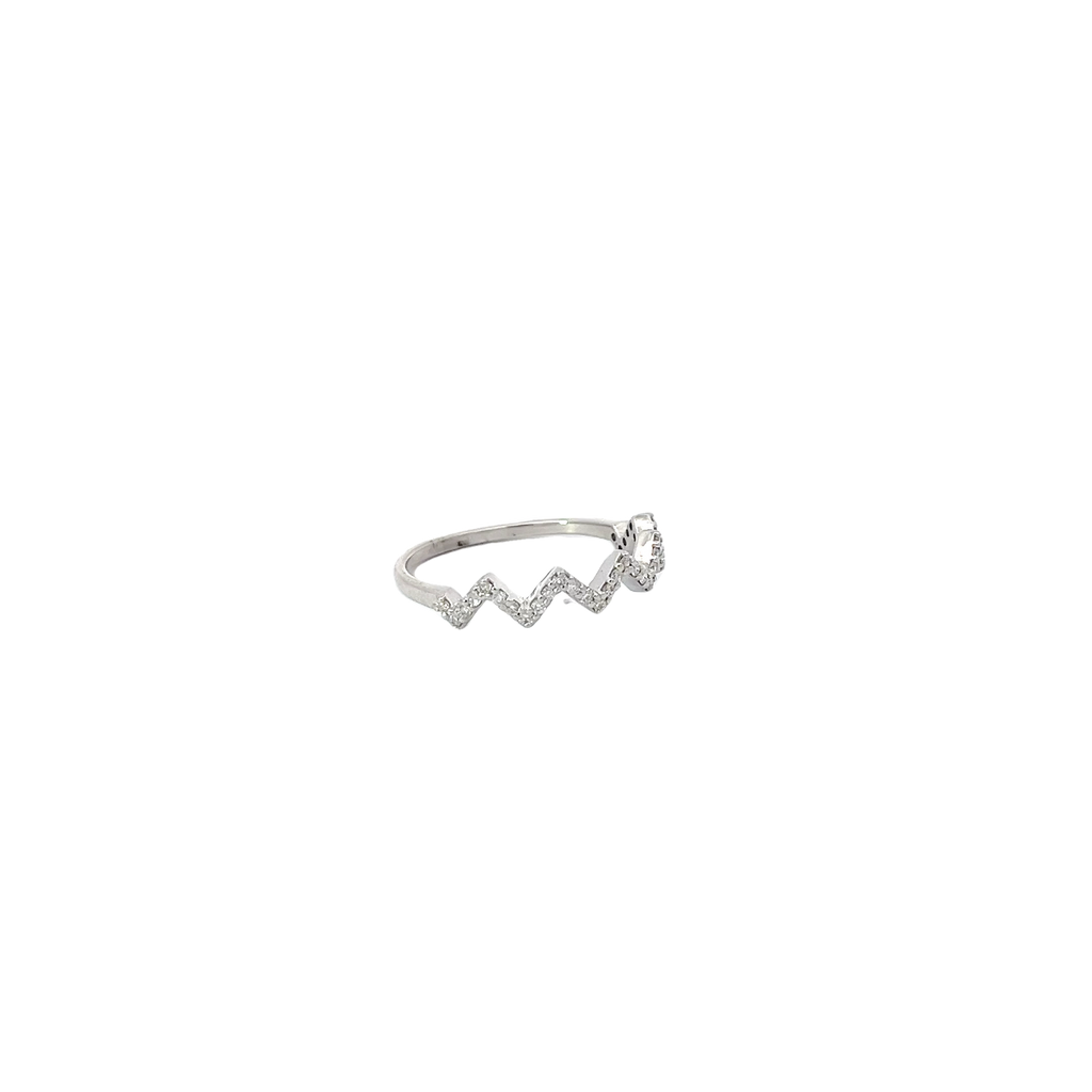 14k White Gold .30ct G SI2 Round Diamond Up & Down Zig Zag Ring