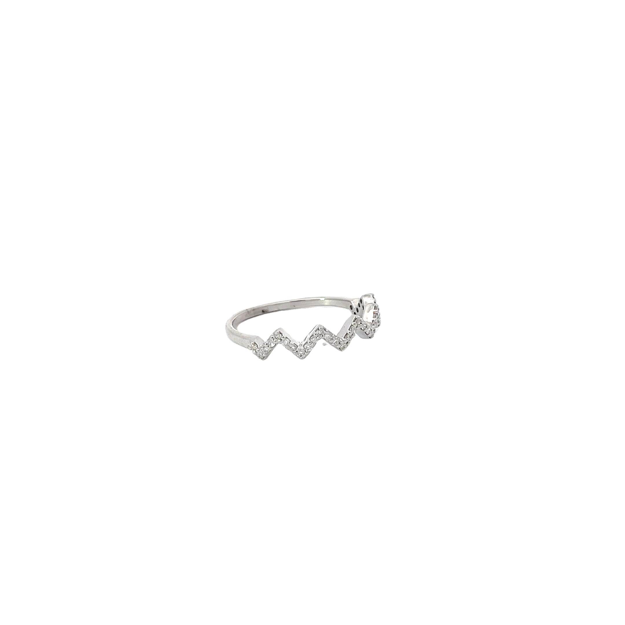 14k White Gold .30ct G SI2 Round Diamond Up & Down Zig Zag Ring