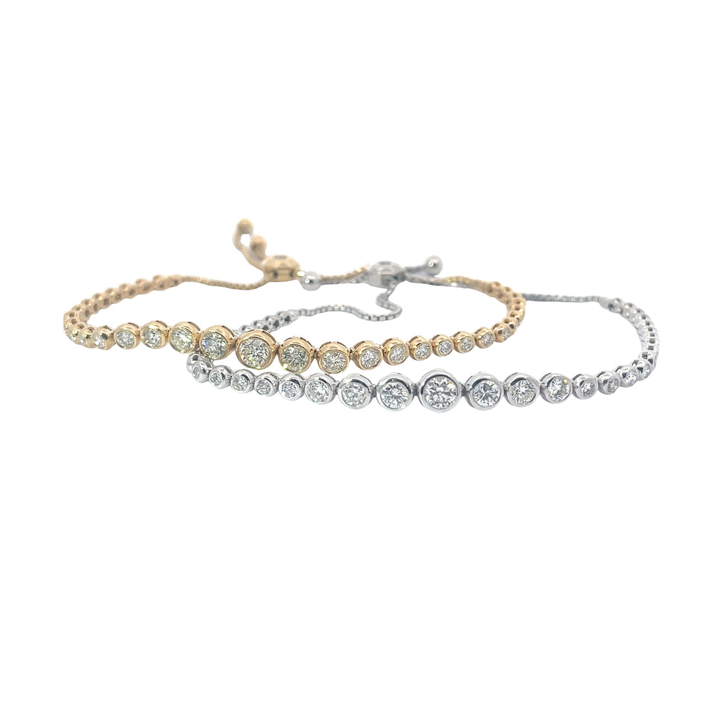 14k Yellow Gold 2.25ct G VS2 Round Diamond Bolo Bracelet