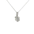 18k White Gold .75ct G VS2 Round and Baguette Diamond Cluster Necklace