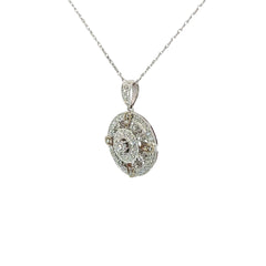 14k Two Toned .88ct F VS2 Round Diamond Necklace