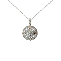 14k Two Toned .88ct F VS2 Round Diamond Necklace