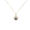 18K YELLOW GOLD .75CT SAPPHIRE AAA AND .65CT FVS2 DIAMOND PENDANT