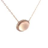 Ladies 14k Rose Gold Coral and Diamond Necklace