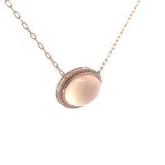 14k Rose Gold .50ct F VS2 Round Diamond and Coral Necklace