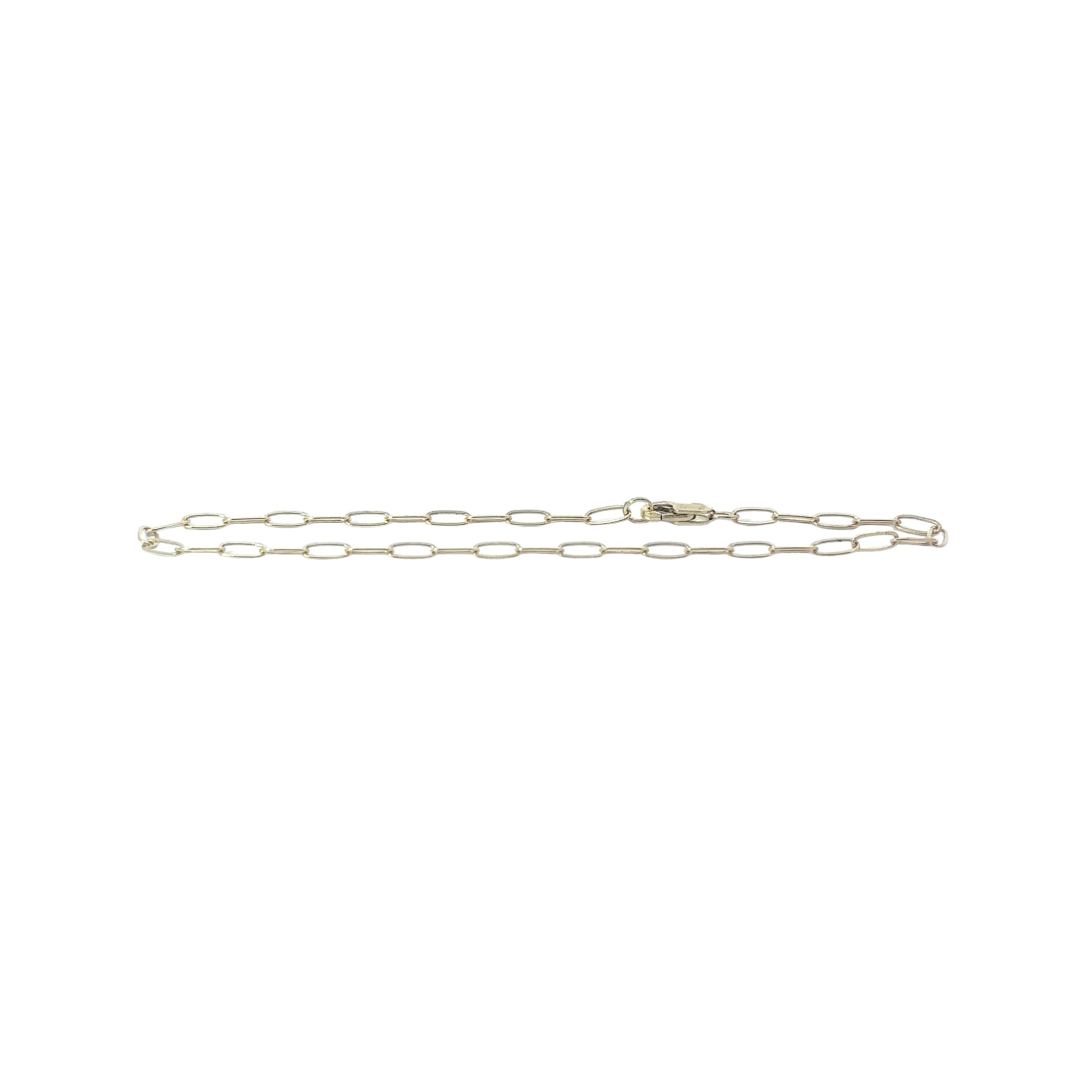 14k Yellow Gold Paperclip Bracelet 2.1 mm 7"inch