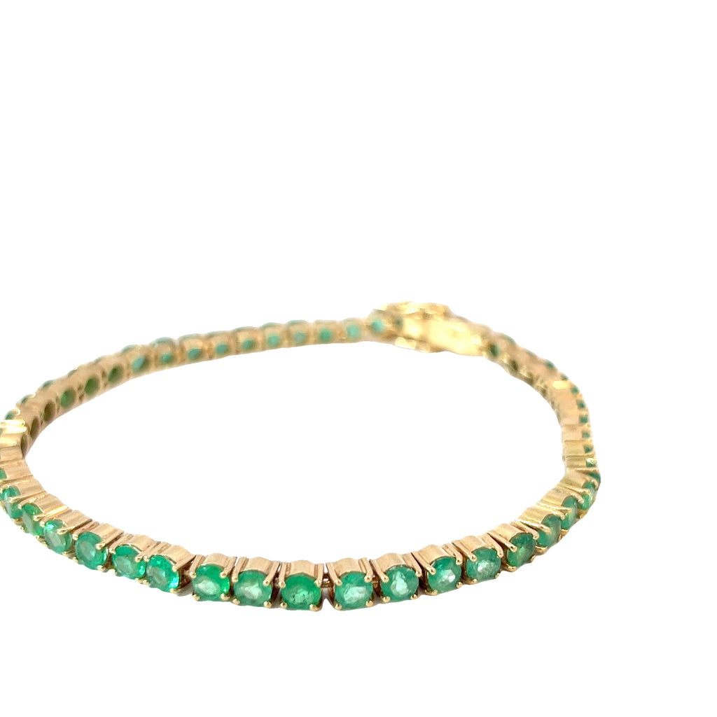 18k Yellow Gold 7.50ct Round Colombian Emerald Bracelet