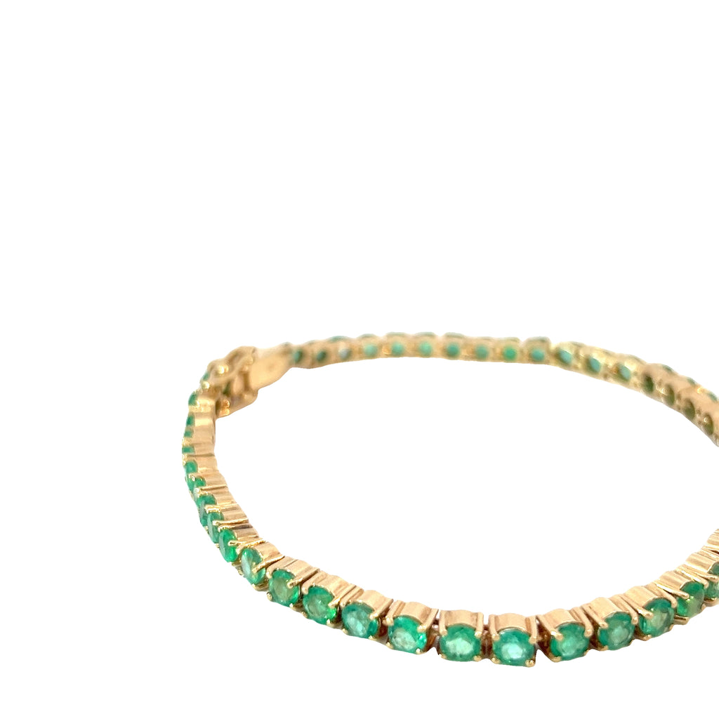 18k Yellow Gold 7.50ct Round Colombian Emerald Bracelet