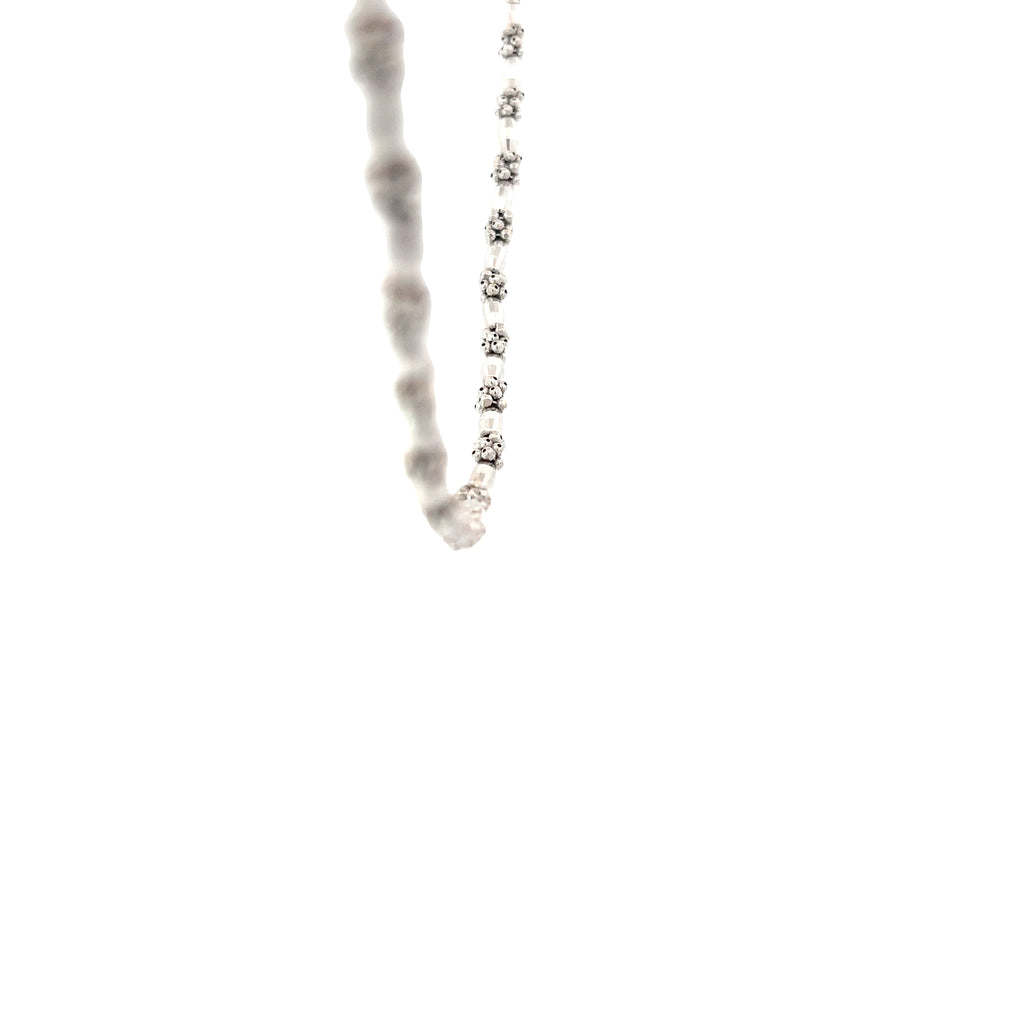 14k White Gold Fancy Diamond Cut Bead Necklace 3mm 16.3 gram 18" inch